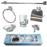 Set baño 6 piezas Niza zinc y acero inoxidable cromo  [UM 1u | 10u]