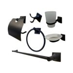Set baño 6 piezas Niza zinc y acero inoxidable negro