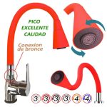Monocomando Seul pico giratorio flex cromada roja  [UM 1u | 20u]