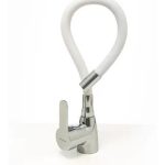 Monocomando Miami pico flexible mesada cromada blanca  [UM 1u | 20u]