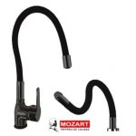 Monocomando Miami pico flexible mesada cromada negra  [UM 1u | 20u]