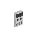 Caja IP65 p/12 polos DIN + dos módulos p/4 tomas encapsuladas - gris [UM 1u | 4u]